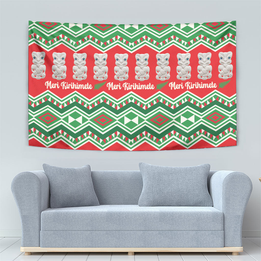 New Zealand Christmas In July Tapestry Meri Kirihimete Hei Tiki Taniko Motifs Seamless