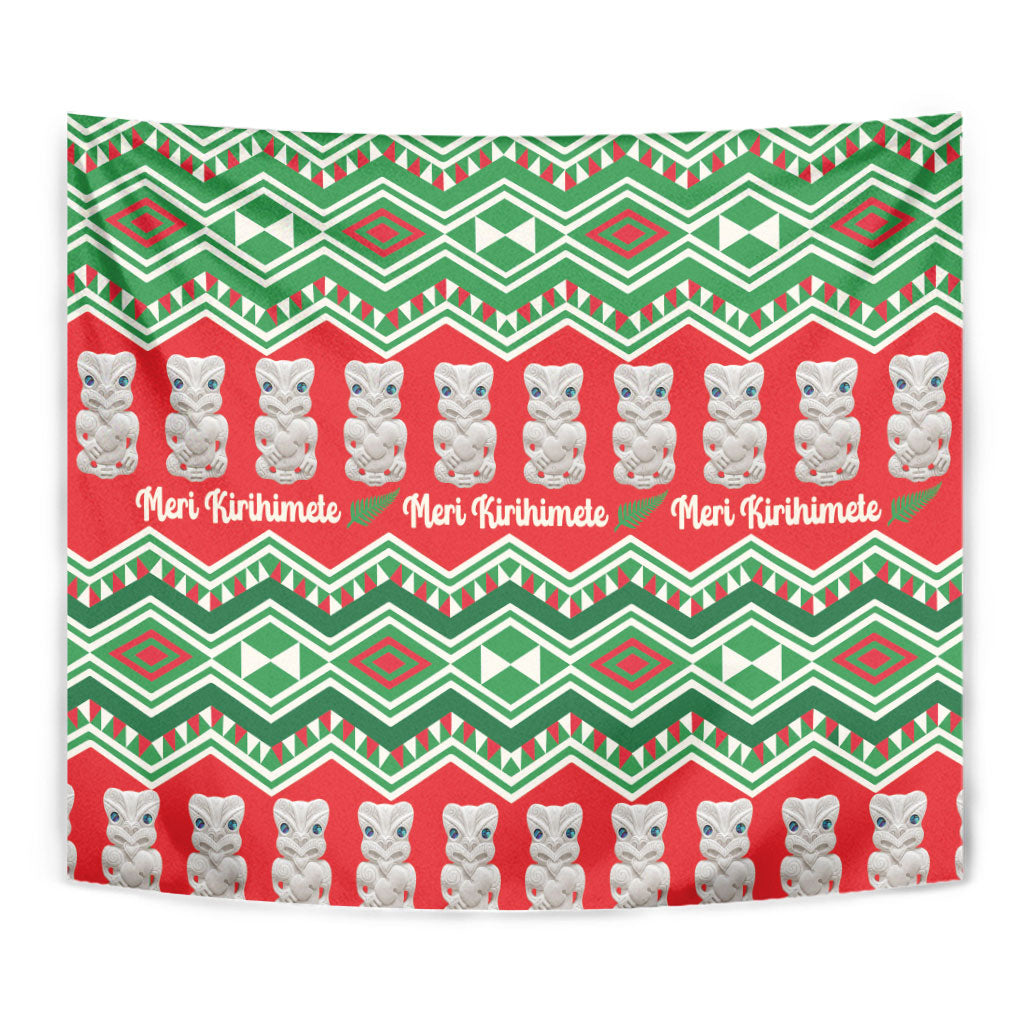 New Zealand Christmas In July Tapestry Meri Kirihimete Hei Tiki Taniko Motifs Seamless