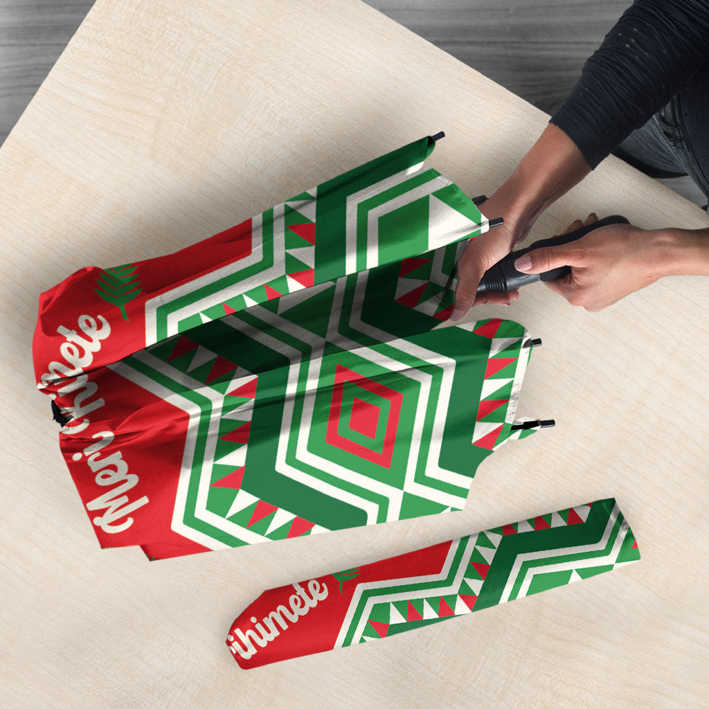 New Zealand Christmas In July Umbrella Meri Kirihimete Hei Tiki Taniko Motifs Seamless