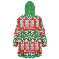 New Zealand Christmas In July Wearable Blanket Hoodie Meri Kirihimete Hei Tiki Taniko Motifs Seamless