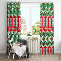 New Zealand Christmas In July Window Curtain Meri Kirihimete Hei Tiki Taniko Motifs Seamless