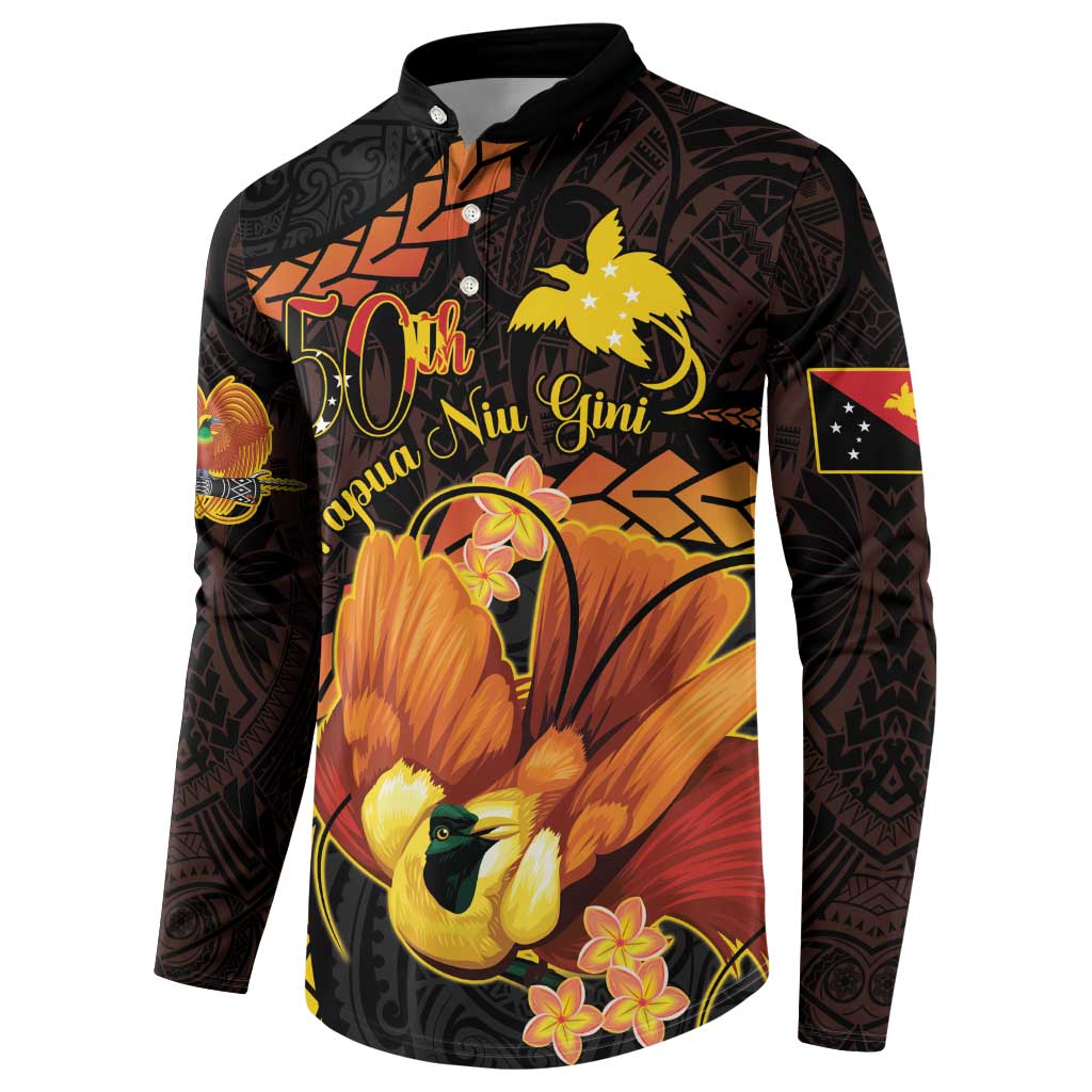 Papua New Guinea Independence Day Button Sweatshirt 50th Anniversary Papua Niu Gini Bird Of Paradise LT14