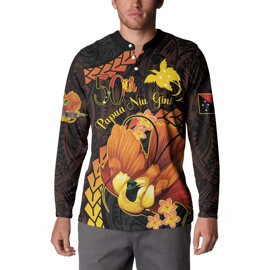 Papua New Guinea Independence Day Button Sweatshirt 50th Anniversary Papua Niu Gini Bird Of Paradise LT14