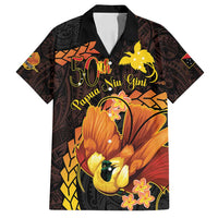 Papua New Guinea Independence Day Family Matching Off Shoulder Short Dress and Hawaiian Shirt 50th Anniversary Papua Niu Gini Bird Of Paradise LT14 Dad's Shirt - Short Sleeve Black - Polynesian Pride