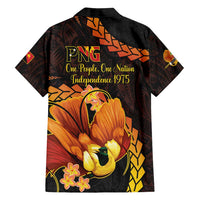 Papua New Guinea Independence Day Family Matching Off Shoulder Short Dress and Hawaiian Shirt 50th Anniversary Papua Niu Gini Bird Of Paradise LT14 - Polynesian Pride
