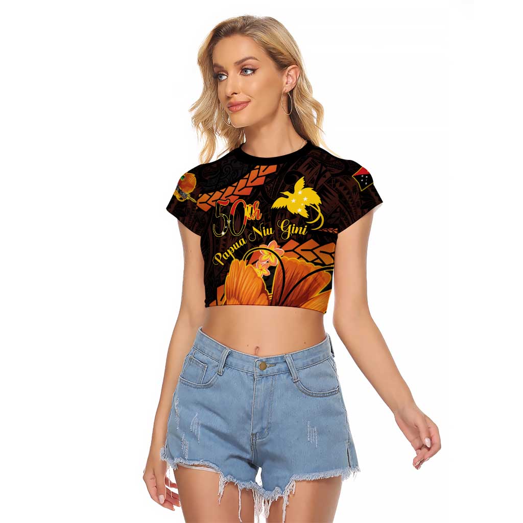 Papua New Guinea Independence Day Raglan Cropped T Shirt 50th Anniversary Papua Niu Gini Bird Of Paradise LT14