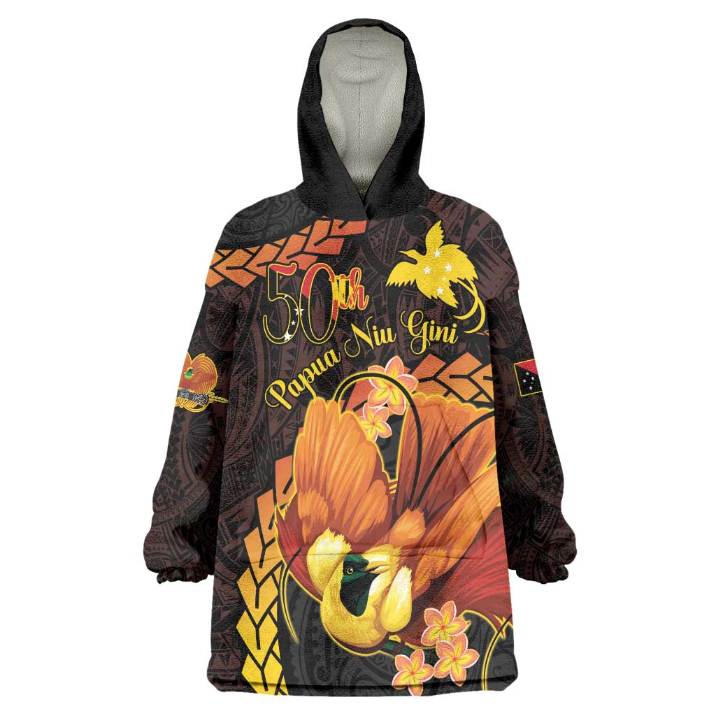 Papua New Guinea Independence Day Wearable Blanket Hoodie 50th Anniversary Papua Niu Gini Bird Of Paradise LT14