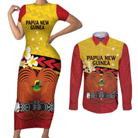 Papua New Guinea Independence Day Couples Matching Short Sleeve Bodycon Dress and Long Sleeve Button Shirt Since 1975 Unity In Diversity
