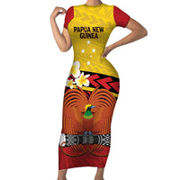 Papua New Guinea Independence Day Short Sleeve Bodycon Dress Since 1975 Unity In Diversity