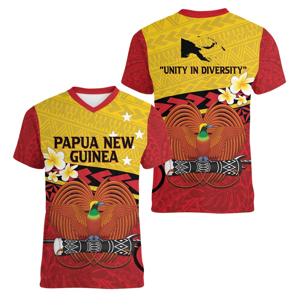 Papua New Guinea Independence Day Women V-Neck T-Shirt Since 1975 Unity In Diversity