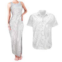 Samoa White Sunday Couples Matching Tank Maxi Dress and Hawaiian Shirt Lotu Tamaiti Siapo With Teuila