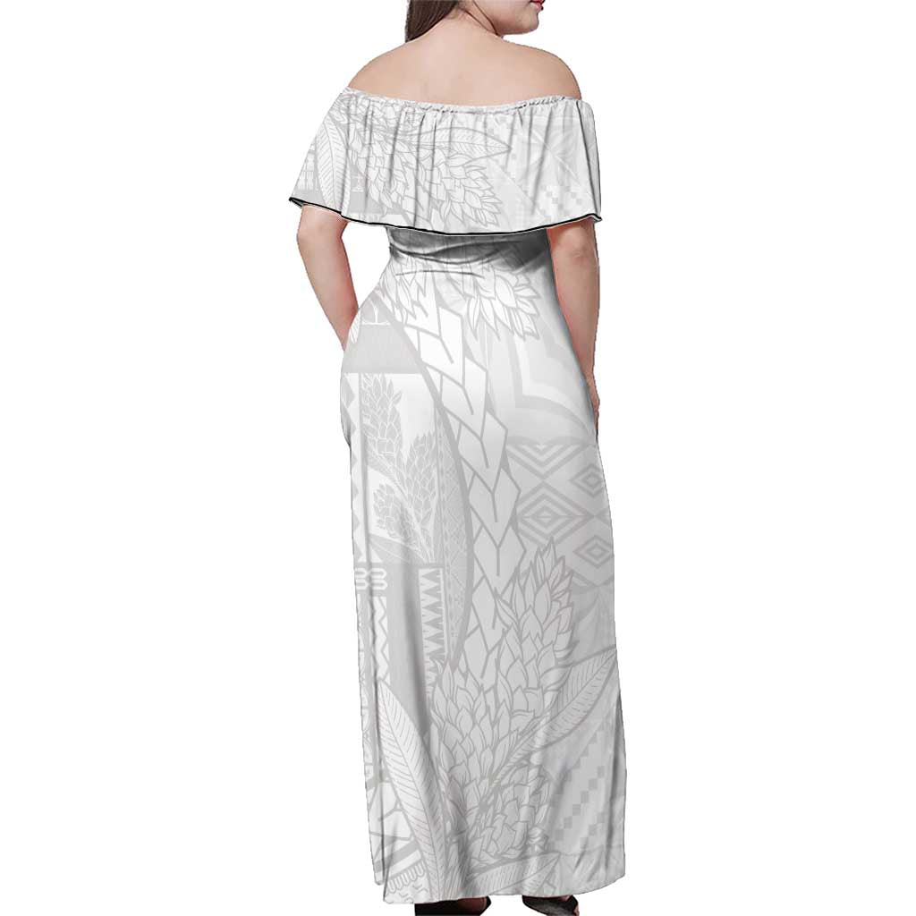 Samoa White Sunday Family Matching Off Shoulder Maxi Dress and Hawaiian Shirt Lotu Tamaiti Siapo With Teuila