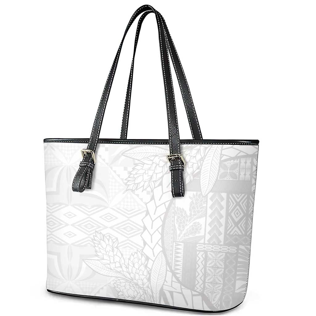 Samoa White Sunday Leather Tote Bag Lotu Tamaiti Siapo With Teuila