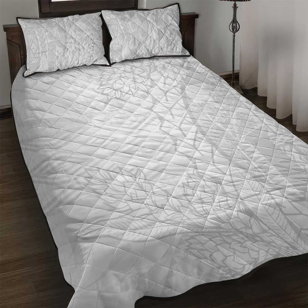 Samoa White Sunday Quilt Bed Set Lotu Tamaiti Siapo With Teuila LT14 White - Polynesian Pride