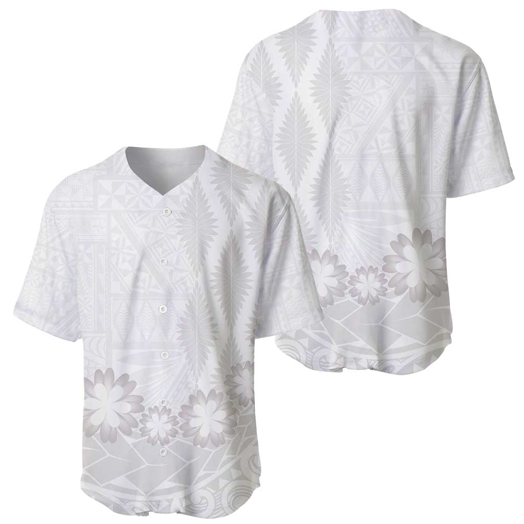Tonga White Sunday Baseball Jersey Manuia le Aso Sa o Tamaiti Heilala With Ngatu Pattern