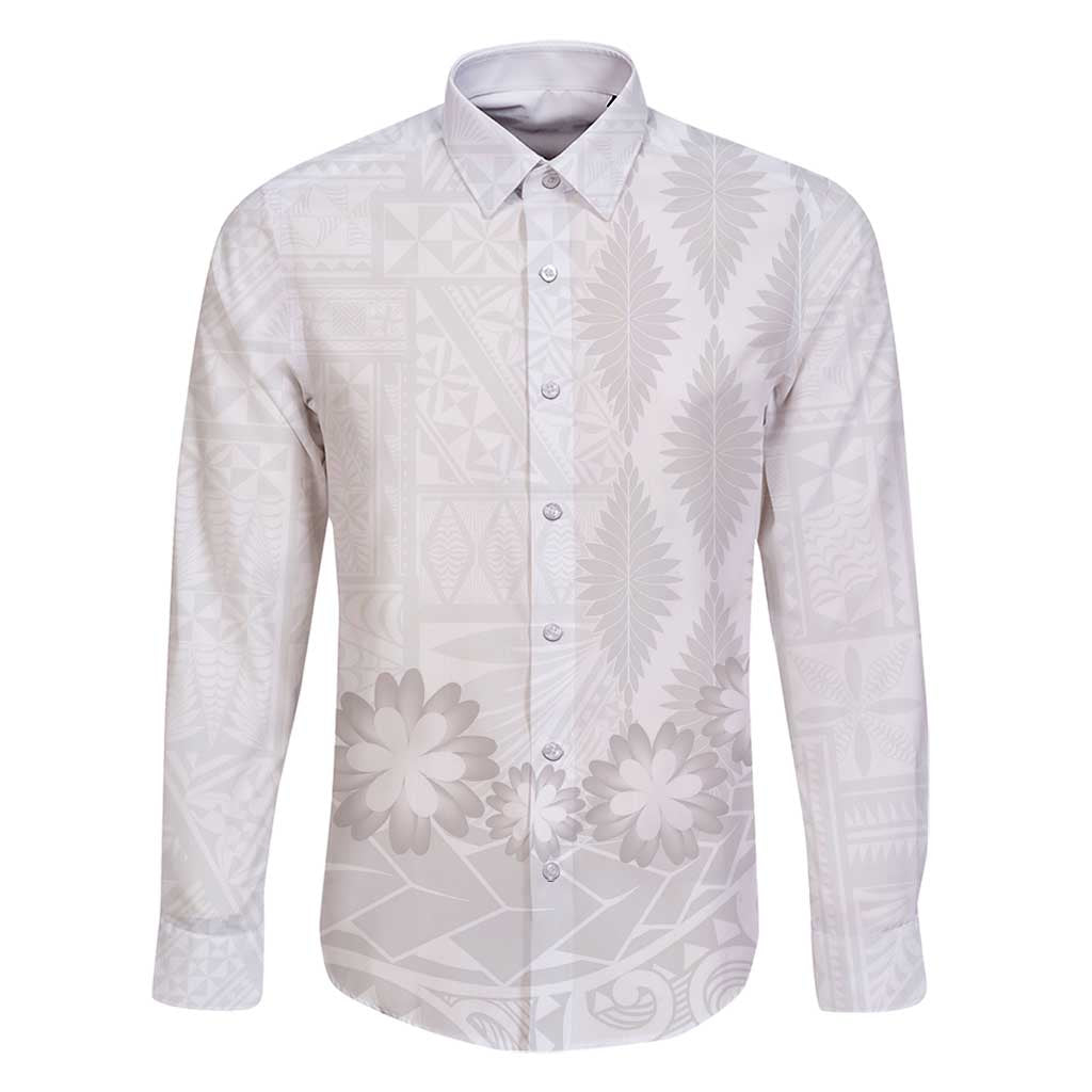 Tonga White Sunday Family Matching Mermaid Dress and Hawaiian Shirt Manuia le Aso Sa o Tamaiti Heilala With Ngatu Pattern