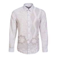 Tonga White Sunday Long Sleeve Button Shirt Manuia le Aso Sa o Tamaiti Heilala With Ngatu Pattern