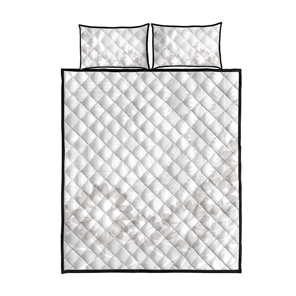 Tonga White Sunday Quilt Bed Set Manuia le Aso Sa o Tamaiti Heilala With Ngatu Pattern