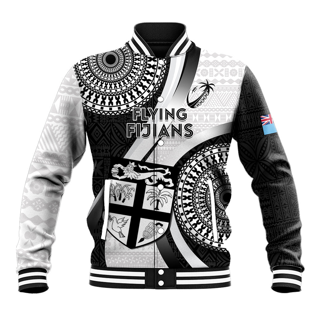 Custom Fiji Rugby Baseball Jacket World Cup 2023 Go Champions Fijian Tapa Black Version LT14 Unisex Black - Polynesian Pride