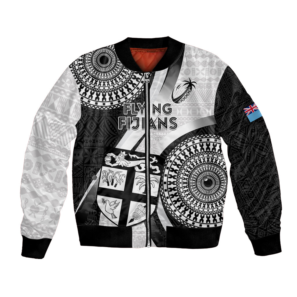 Custom Fiji Rugby Bomber Jacket World Cup 2023 Go Champions Fijian Tapa Black Version LT14 Unisex Black - Polynesian Pride