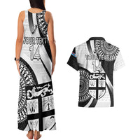 Custom Fiji Rugby Couples Matching Tank Maxi Dress and Hawaiian Shirt World Cup 2023 Go Champions Fijian Tapa Black Version LT14 - Polynesian Pride