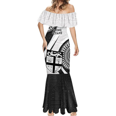 Fiji Rugby Off Shoulder Short Dress World Cup 2023 Go Champions Fijian Tapa Blue Version LT14 main image 0