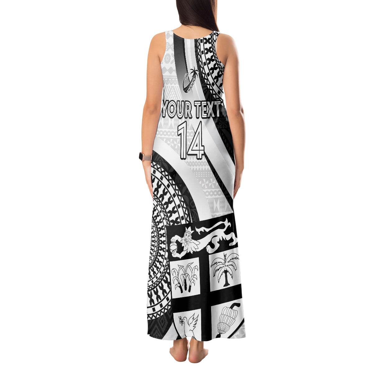 Custom Fiji Rugby Tank Maxi Dress World Cup 2023 Go Champions Fijian Tapa Black Version LT14 - Polynesian Pride