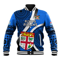 Fiji Rugby Baseball Jacket World Cup 2023 Go Champions Fijian Tapa Blue Version LT14 Unisex Blue - Polynesian Pride