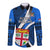 Fiji Rugby Long Sleeve Button Shirt World Cup 2023 Go Champions Fijian Tapa Blue Version LT14 Unisex Blue - Polynesian Pride
