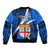 Fiji Rugby Sleeve Zip Bomber Jacket World Cup 2023 Go Champions Fijian Tapa Blue Version LT14 - Polynesian Pride