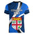 Fiji Rugby Women V Neck T Shirt World Cup 2023 Go Champions Fijian Tapa Blue Version LT14 - Polynesian Pride
