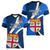 Fiji Rugby Women V Neck T Shirt World Cup 2023 Go Champions Fijian Tapa Blue Version LT14 - Polynesian Pride