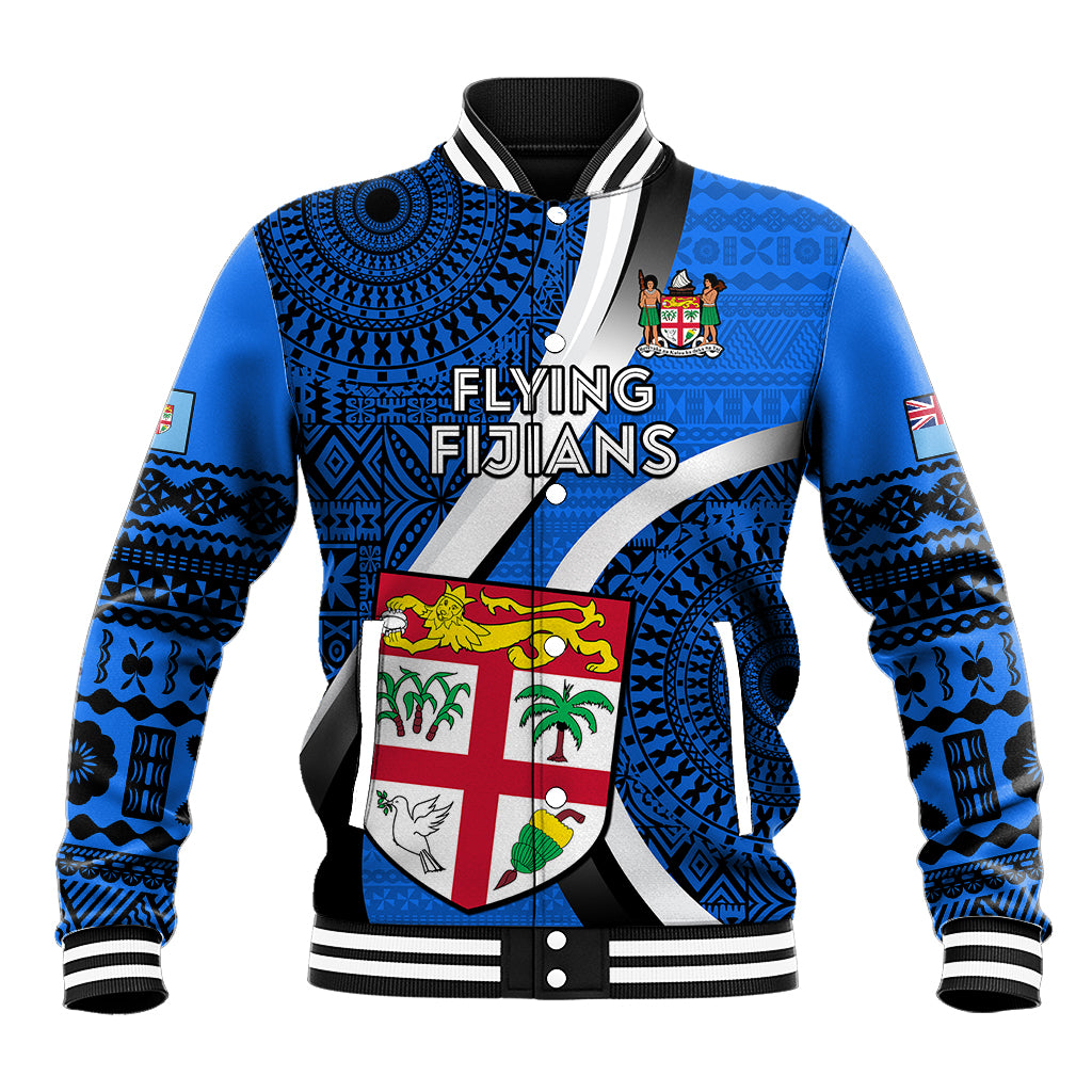 Custom Fiji Rugby Baseball Jacket World Cup 2023 Go Champions Fijian Tapa Blue Version LT14 Unisex Blue - Polynesian Pride