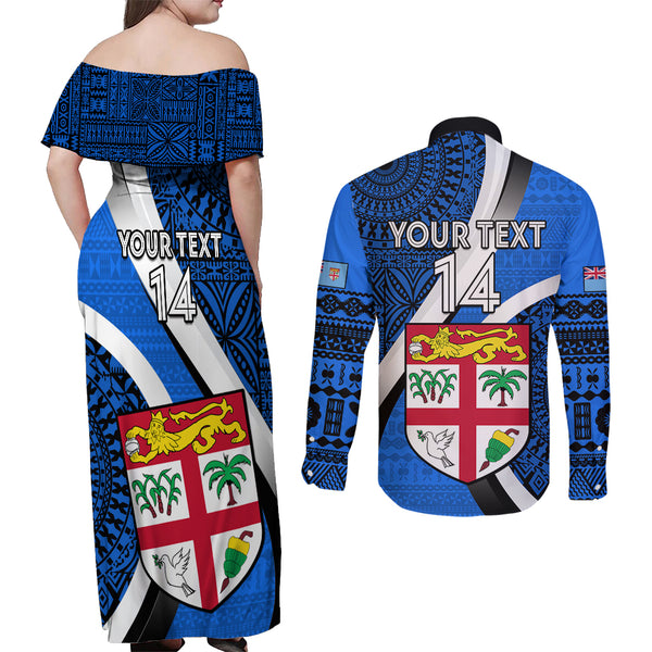 Custom Fiji Rugby Sweatshirt World Cup 2023 Go Champions Fijian Tapa Blue Version LT14 main image 1