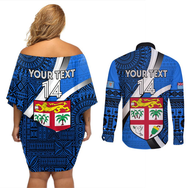 Custom Fiji Rugby Sweatshirt World Cup 2023 Go Champions Fijian Tapa Blue Version LT14 main image 0