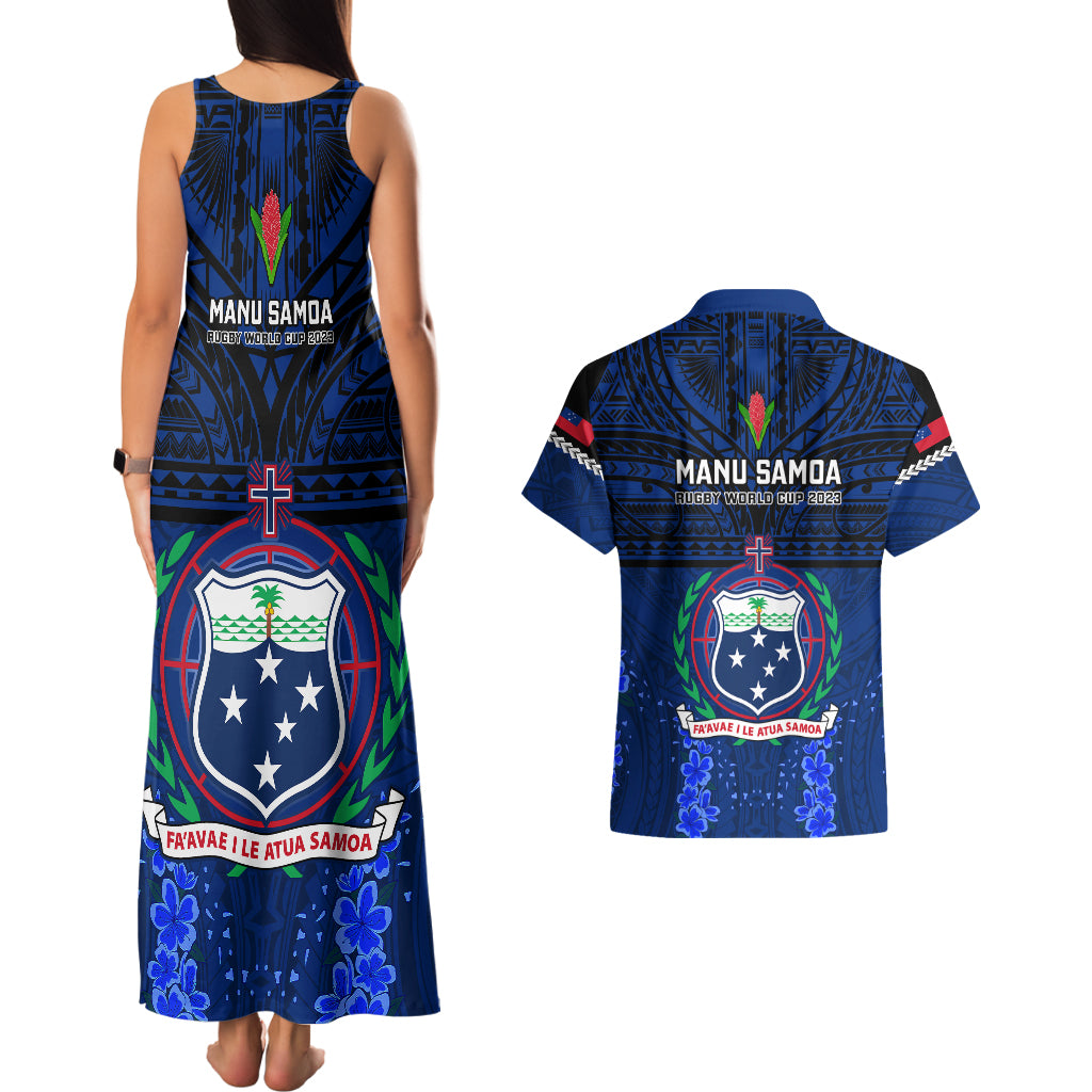 Samoa Rugby Couples Matching Tank Maxi Dress and Hawaiian Shirt World Cup 2023 Go Champions Manu Samoa LT14 - Polynesian Pride