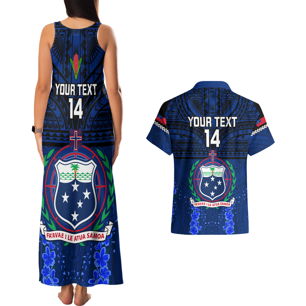 Custom Samoa Rugby Couples Matching Tank Maxi Dress and Hawaiian Shirt World Cup 2023 Go Champions Manu Samoa LT14 - Polynesian Pride