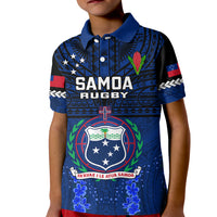 Custom Samoa Rugby Kid Polo Shirt World Cup 2023 Go Champions Manu Samoa LT14 Kid Blue - Polynesian Pride