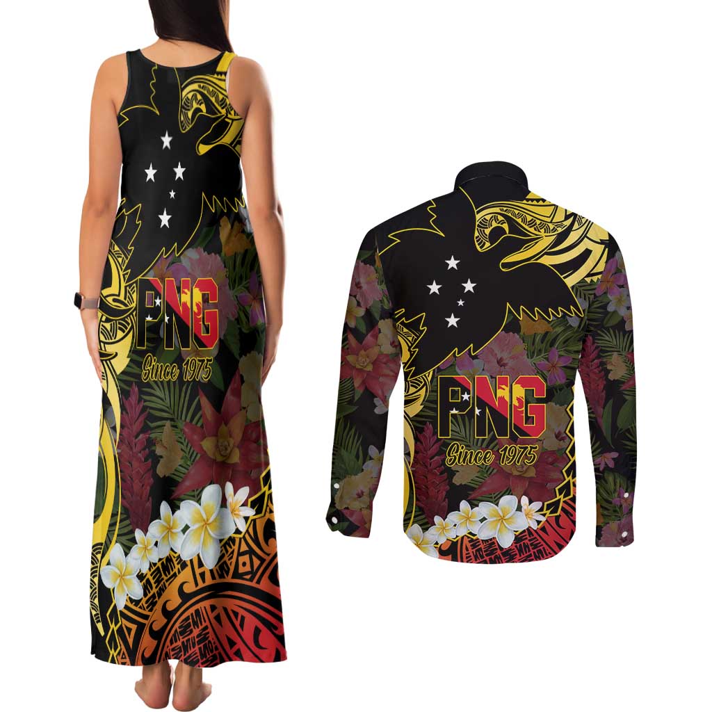 Papua New Guinea 50th Independence Anniversary Couples Matching Tank Maxi Dress and Long Sleeve Button Shirt Independen Stet bilong Papua Niu Gini LT14