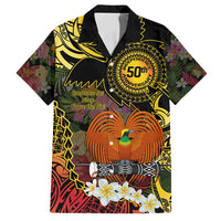 Papua New Guinea 50th Independence Anniversary Family Matching Tank Maxi Dress and Hawaiian Shirt Independen Stet bilong Papua Niu Gini LT14 Dad's Shirt - Short Sleeve Black - Polynesian Pride