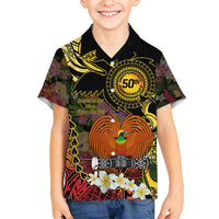 Papua New Guinea 50th Independence Anniversary Family Matching Tank Maxi Dress and Hawaiian Shirt Independen Stet bilong Papua Niu Gini LT14 Son's Shirt Black - Polynesian Pride
