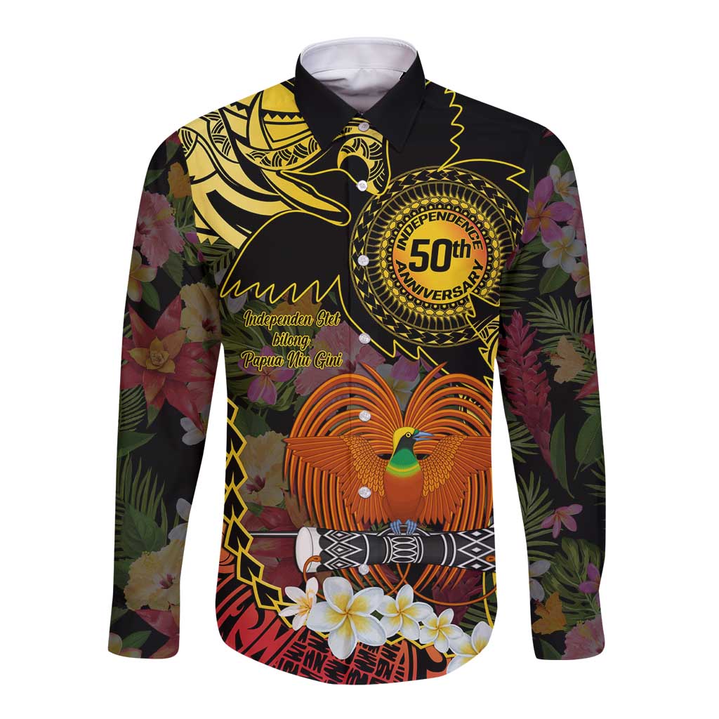 Papua New Guinea 50th Independence Anniversary Long Sleeve Button Shirt Independen Stet bilong Papua Niu Gini LT14
