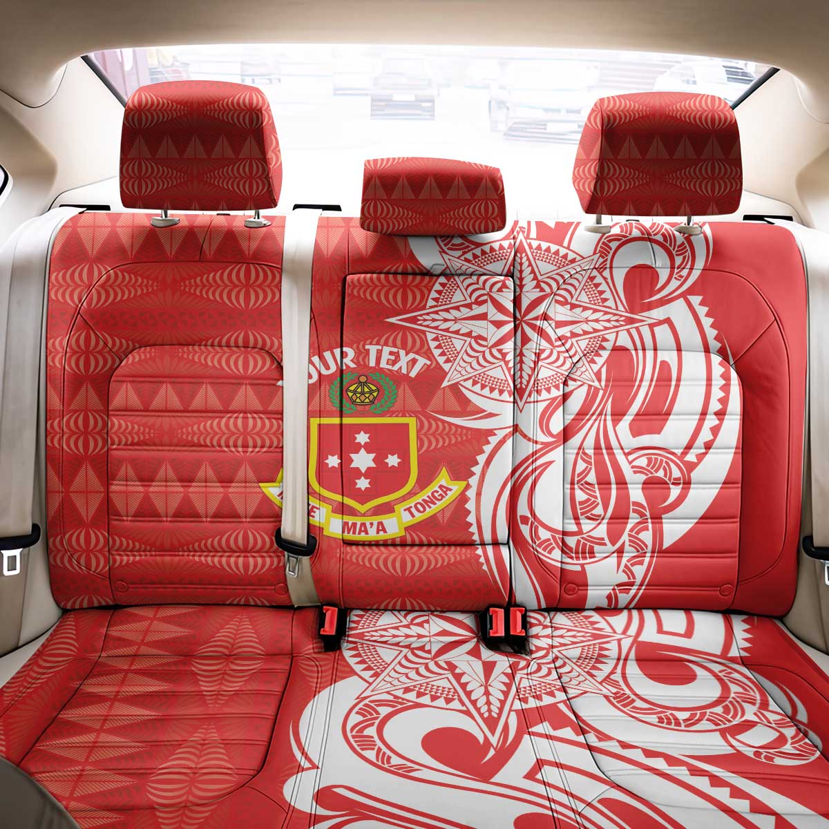 Personalised Kolisi Tonga Back Car Seat Cover Mate Maa Tonga Ngatu Pattern - Polynesian Pride