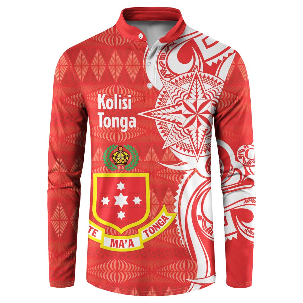 Personalised Kolisi Tonga Button Sweatshirt Mate Maa Tonga Ngatu Pattern - Polynesian Pride