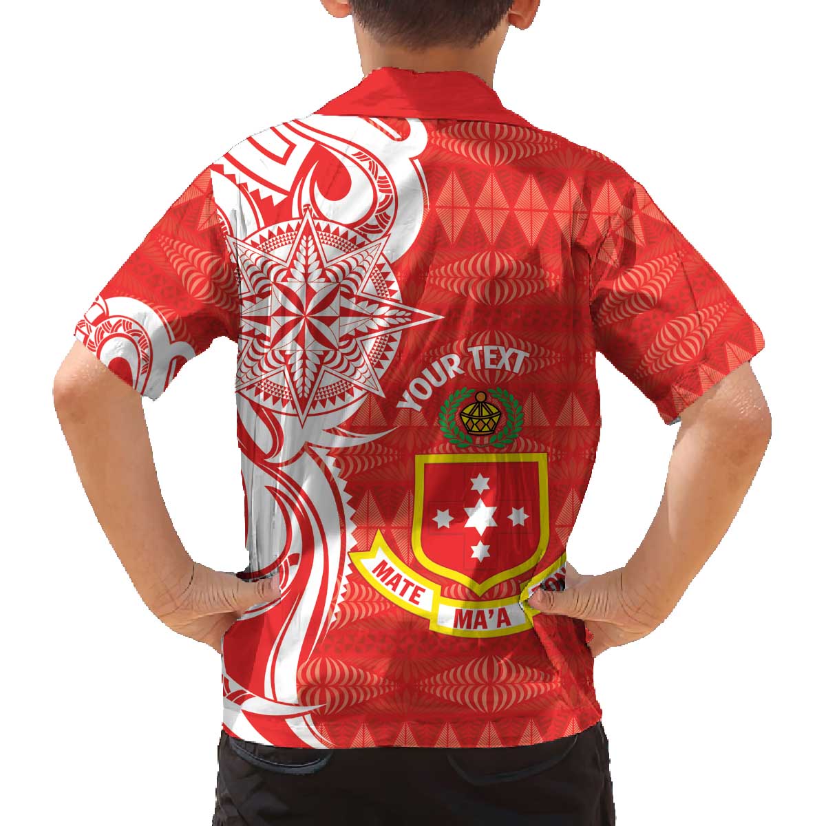 Personalised Kolisi Tonga Family Matching Off The Shoulder Long Sleeve Dress and Hawaiian Shirt Mate Maa Tonga Ngatu Pattern - Polynesian Pride