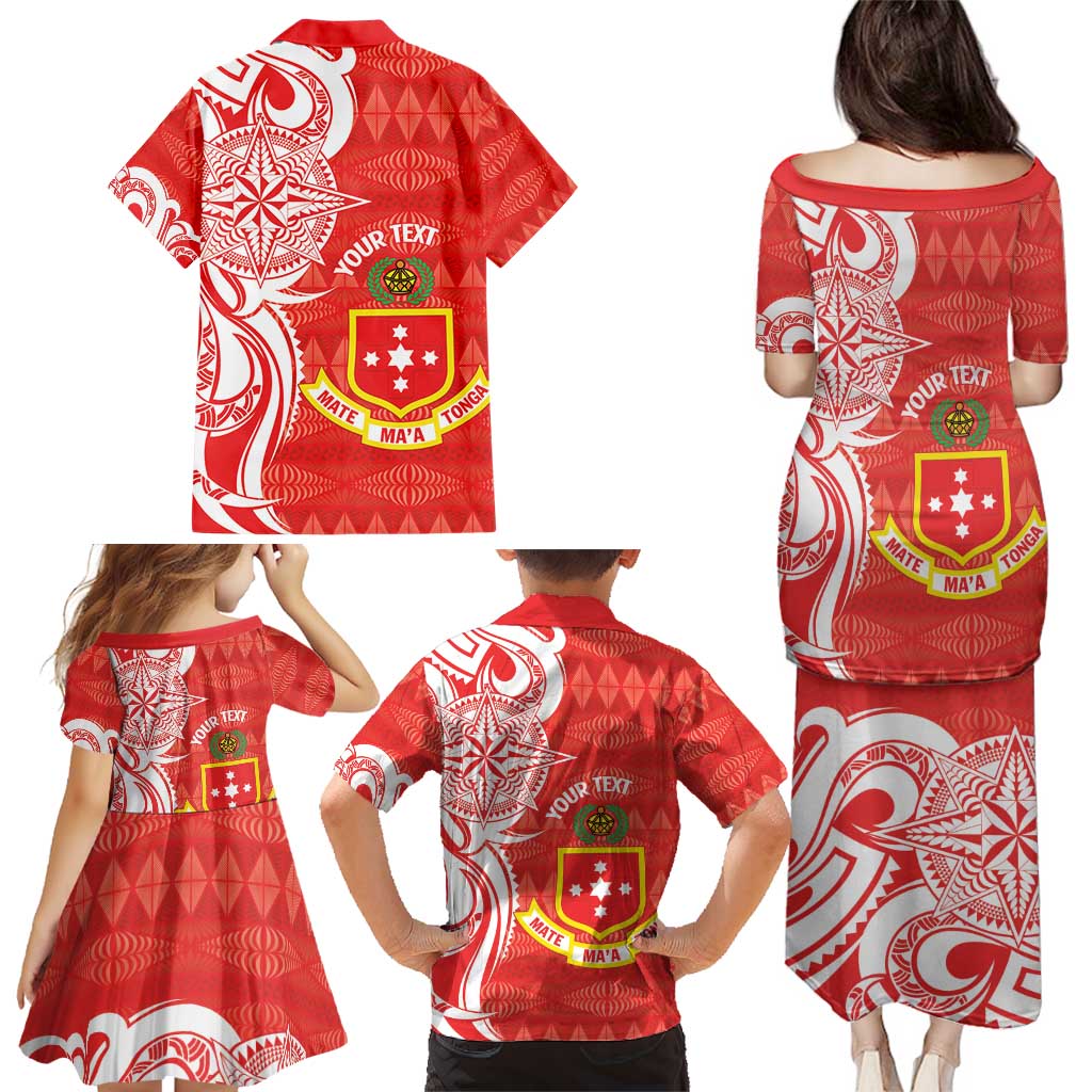 Personalised Kolisi Tonga Family Matching Puletasi and Hawaiian Shirt Mate Maa Tonga Ngatu Pattern - Polynesian Pride
