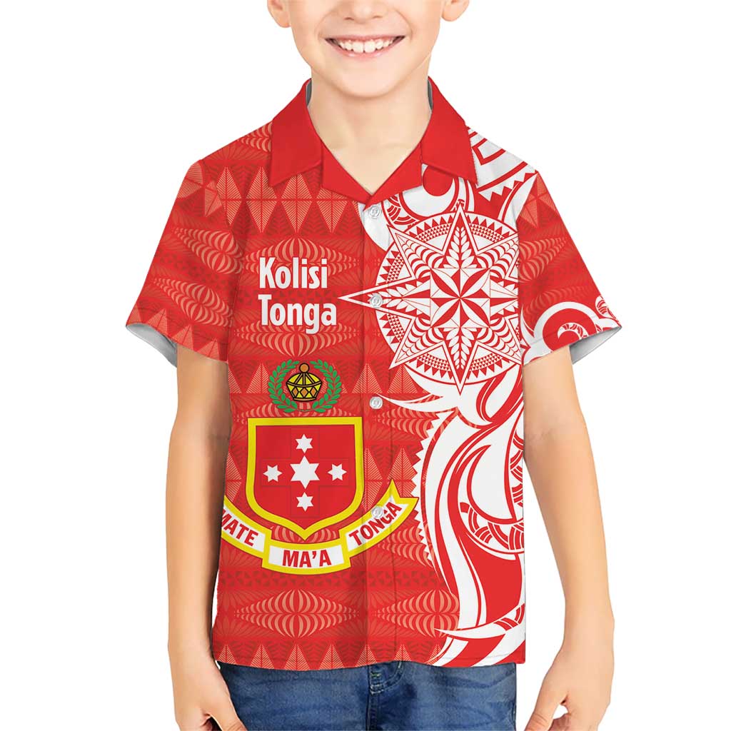 Personalised Kolisi Tonga Kid Hawaiian Shirt Mate Maa Tonga Ngatu Pattern - Polynesian Pride