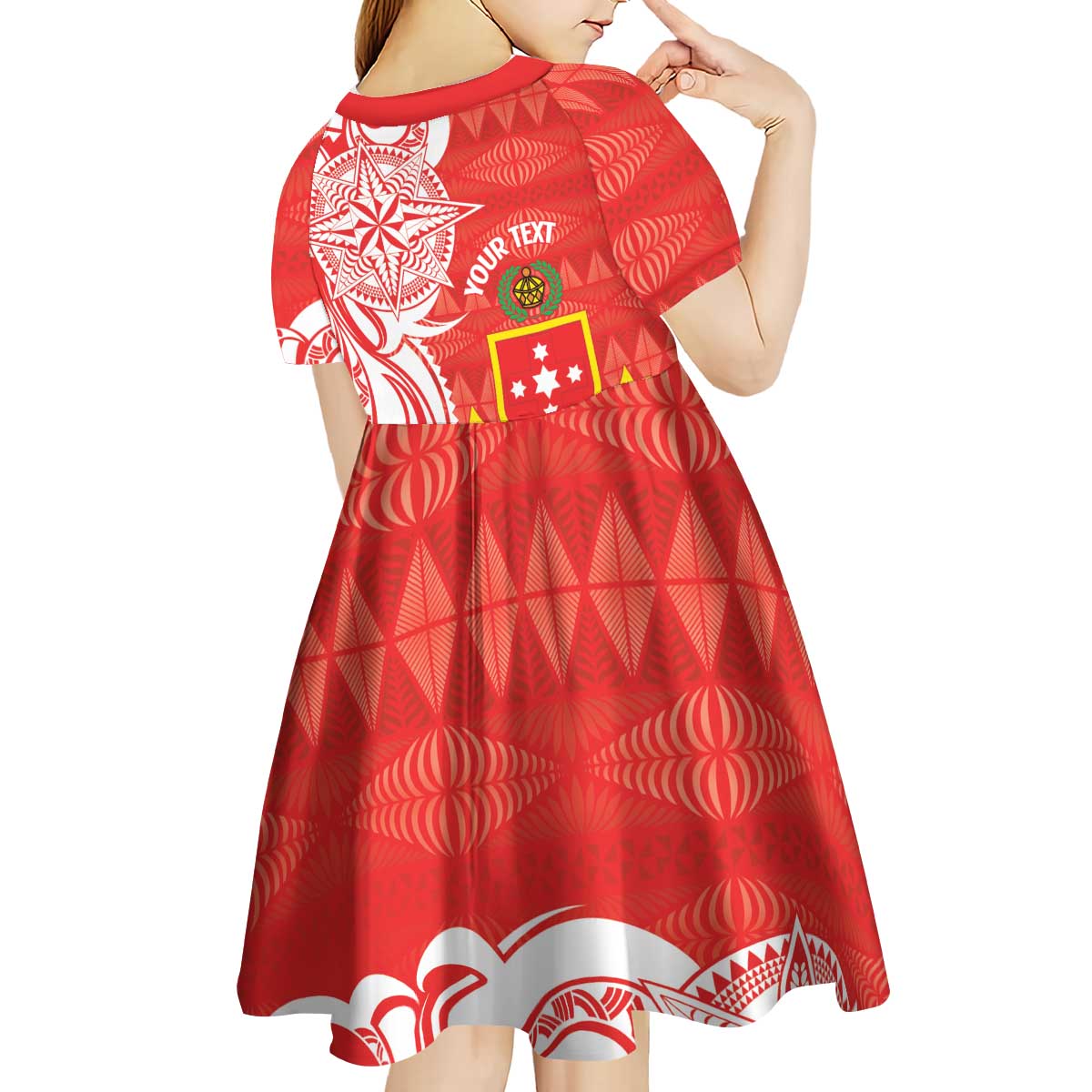 Personalised Kolisi Tonga Kid Short Sleeve Dress Mate Maa Tonga Ngatu Pattern - Polynesian Pride
