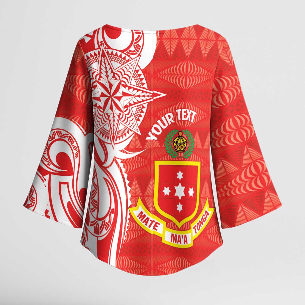 Personalised Kolisi Tonga Kimono Sleeve Blouse Mate Maa Tonga Ngatu Pattern - Polynesian Pride