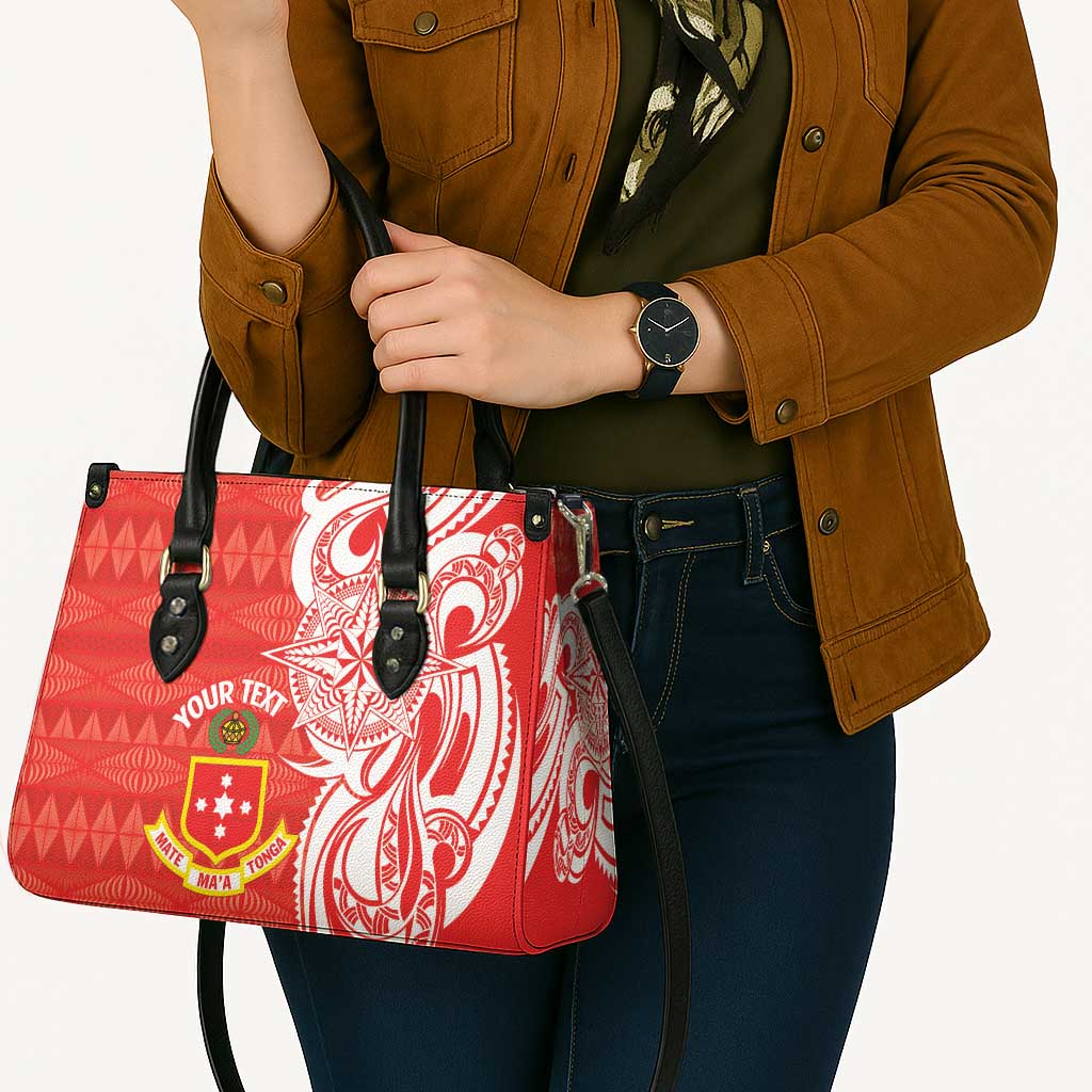 Personalised Kolisi Tonga Leather Bag Mate Maa Tonga Ngatu Pattern - Polynesian Pride